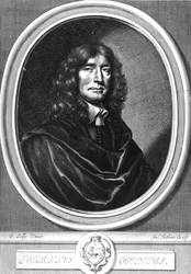John Ogilby, frontispício de "Obras de Publius Virgilius Maro", gravado por William Faithorne, c.1654